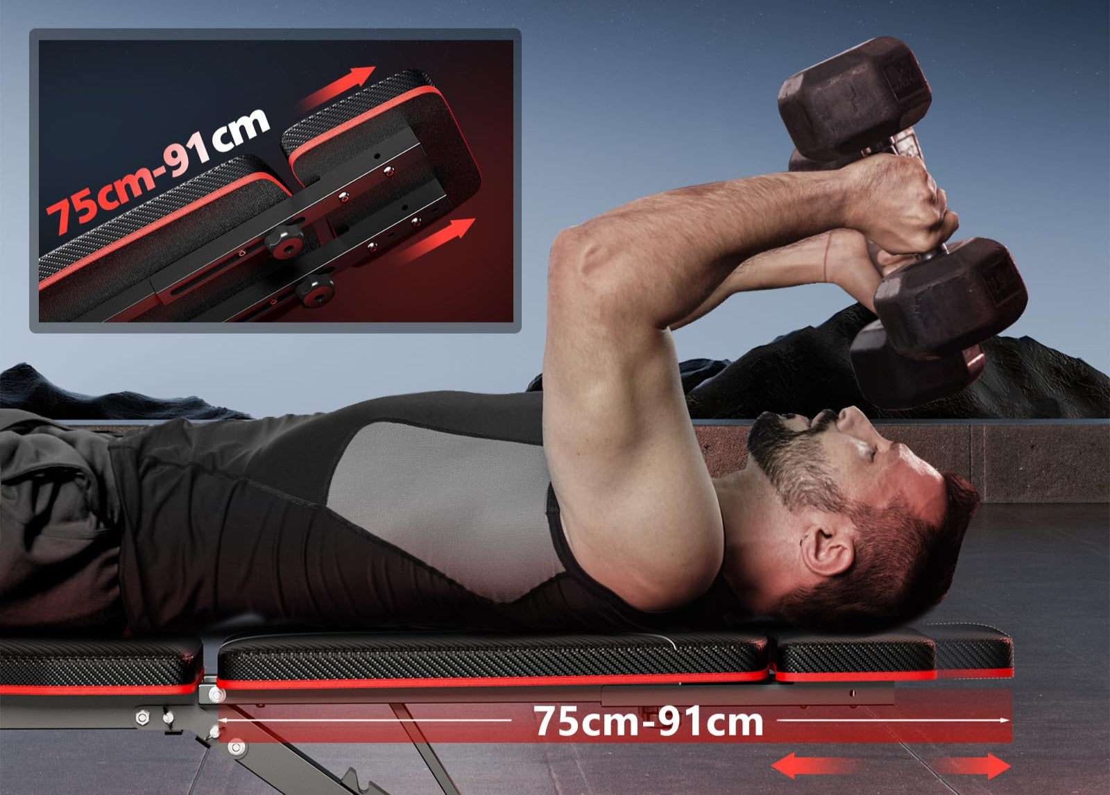 XDDIAS Hantelbank Klappbar mit Beinstrecker und Preacher-Curl-Polster, Verstellbar Trainingsbank für das Heim-Fitnessstudio, Faltbare Trainingsbank, Schnell Zusammenklappbare Neigung/Neigung